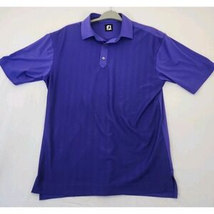 FootJoy‎ Golf Polo Shirt Large Purple Striped Performance Short Sleeve Mens